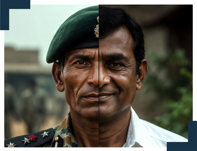 Soldier to citizen transition illustration